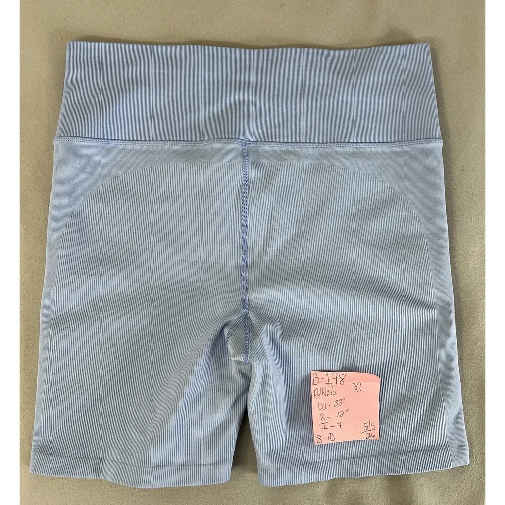 Athleta Women's Ribbed Bike‎ Shorts Sz XL Light Blue